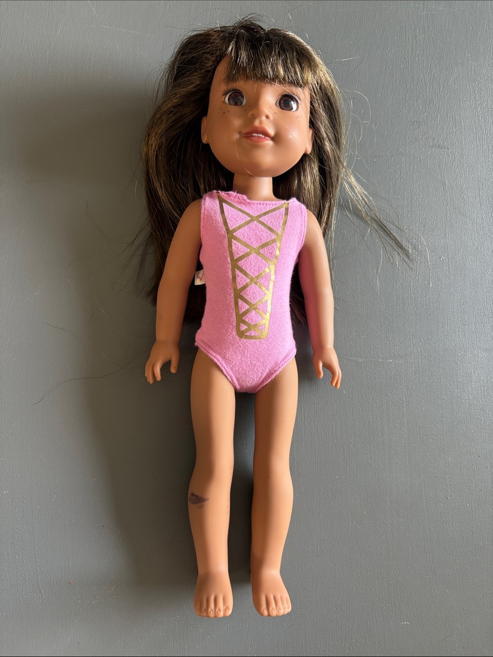 American Girl WellieWishers Pink Leotard Outfit with Brunette Doll
